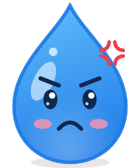 Drip, frowning, with an angry mark.